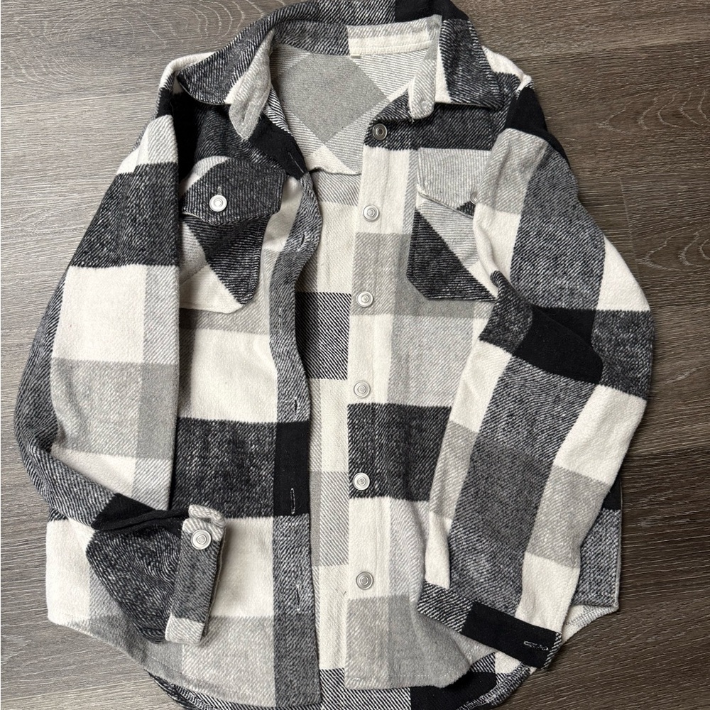 Black and White Plaid Flannel Shacket